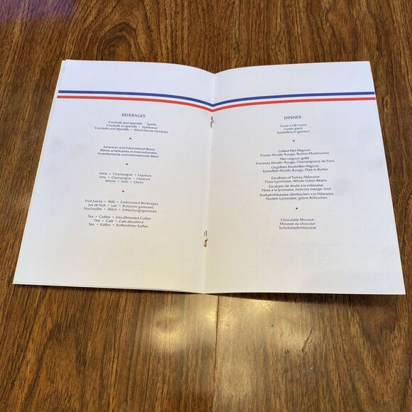 American Airlines International 1st Class Flagship Service Menu in 3 Languages - Picture 2 of 6